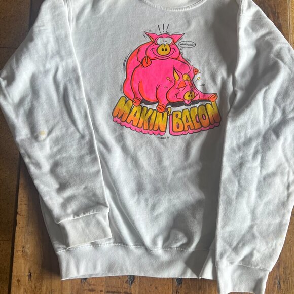 Makin' Bacon 80s Crewneck Raunchy Roach Studios - Picture 6 of 6